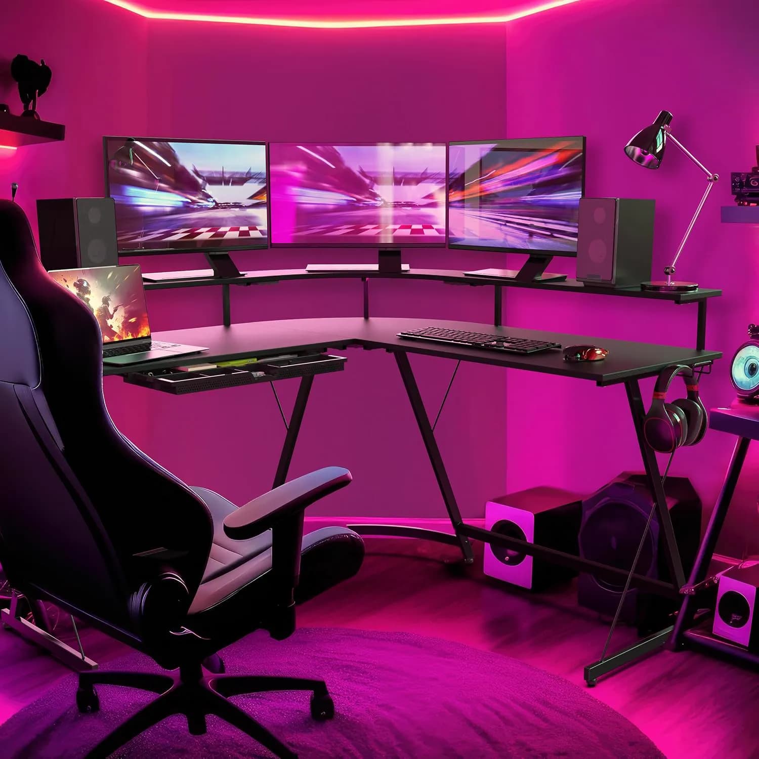 SHW L Shaped 130x130 cm Gaming Desk 3