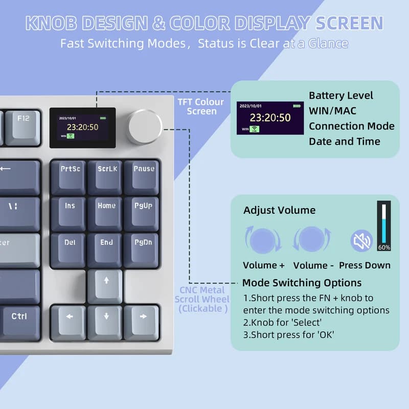 Attack Shark K86 Lavender Blue Wireless 3