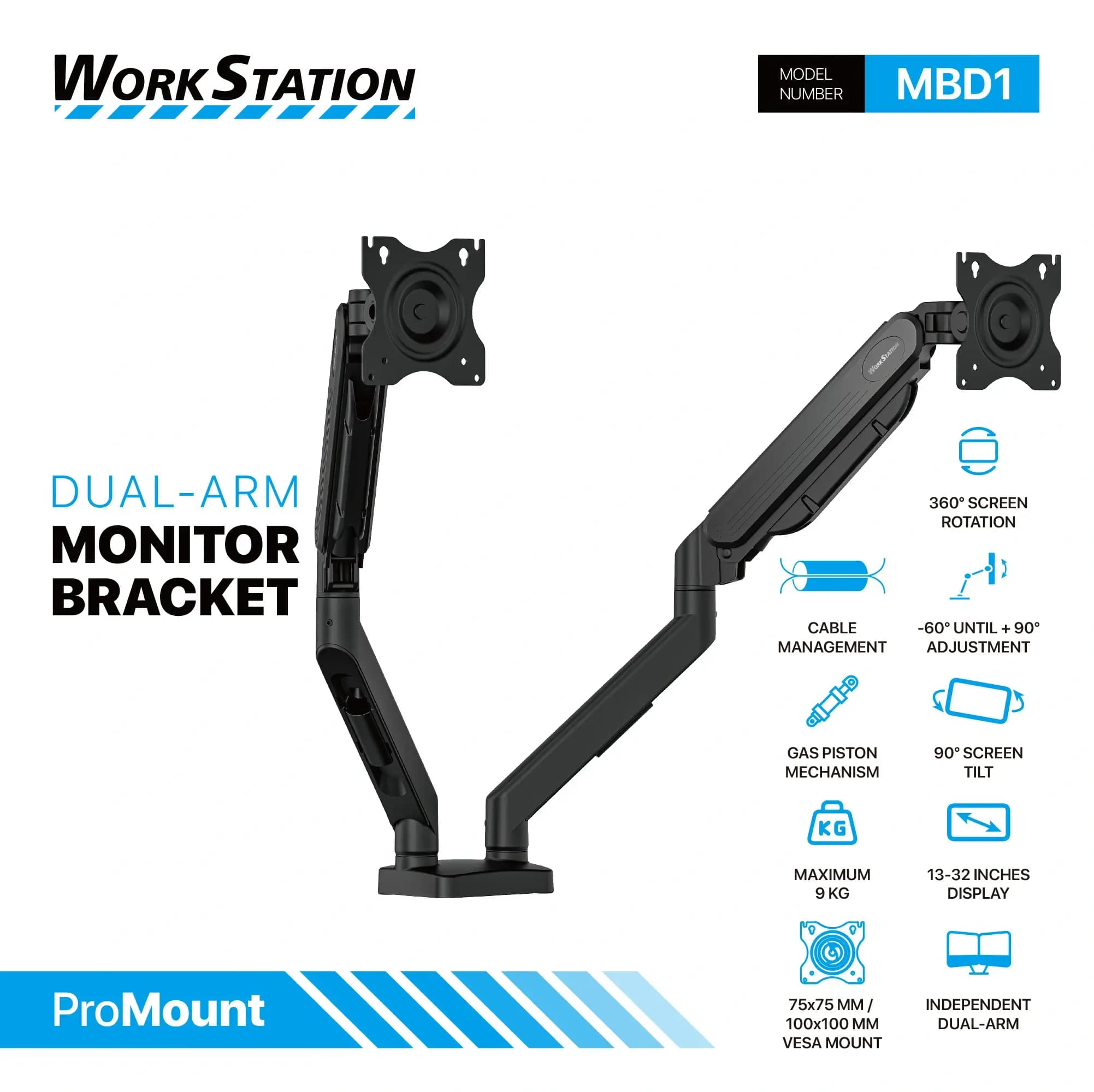 FANTECH Workstation MBD1 Dual Arm Monitor Stand 2